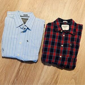 Save on shipping! Abercrombie & Fitch Men's Blue Pinstripe and Red Check Shirts